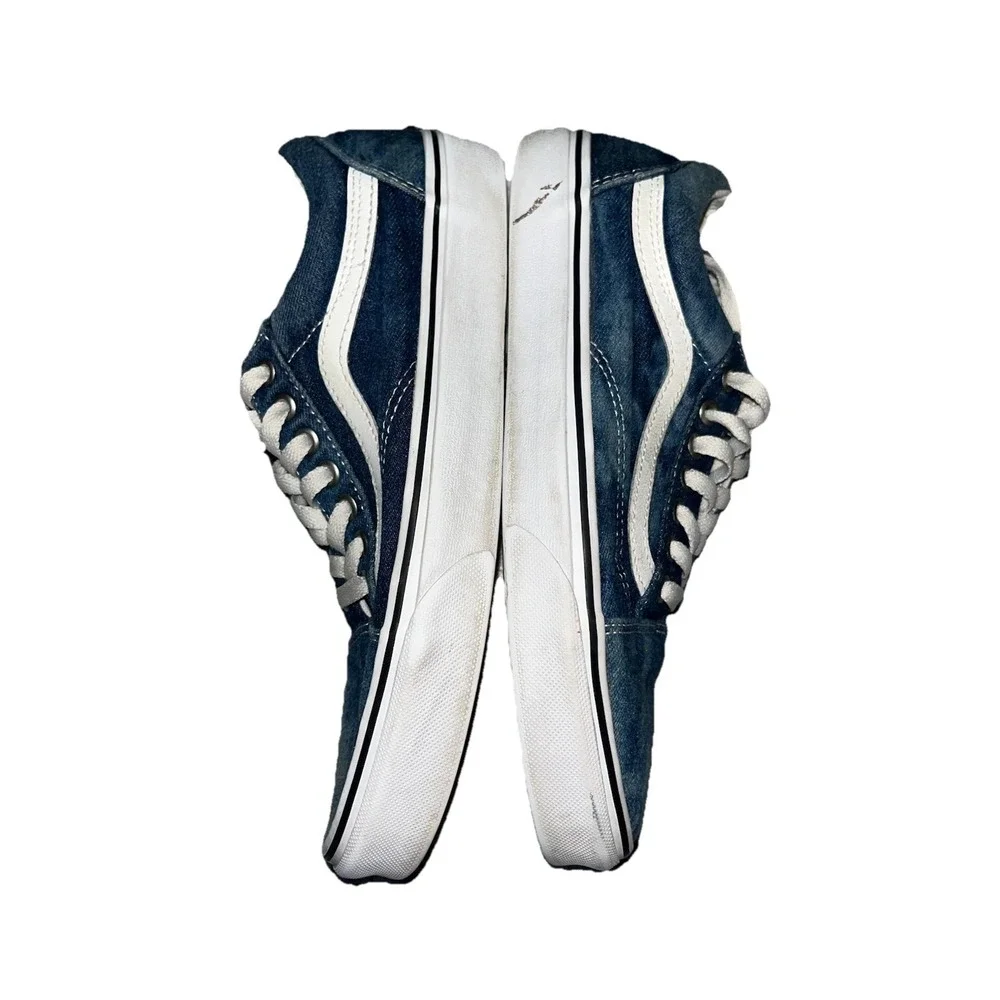 VANS‎ Old Skool Denim Acid Wash Canvas Classic Skate Shoes Men Sz 7.5 Women Sz 9